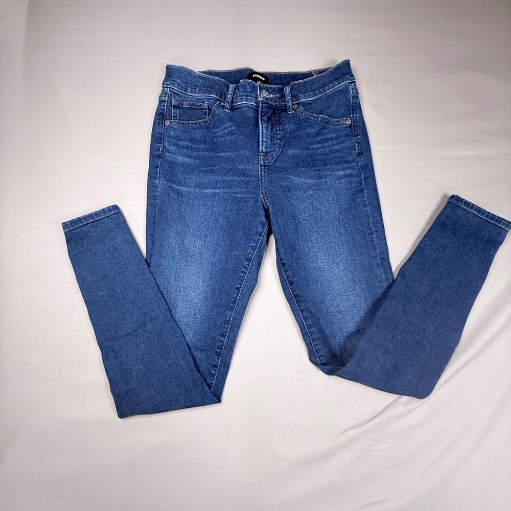Express Skinny Mid Rise Jeans Womens 2R Medium Wash Denim Stretch 5-Pocket